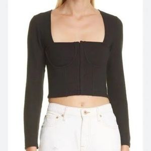 Jonathan Simkhai Cropped Pointelle-Knit Cotton-Blend Bustier Top